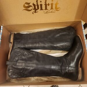 Lucchese Black Leather Over-the-Knee Boots